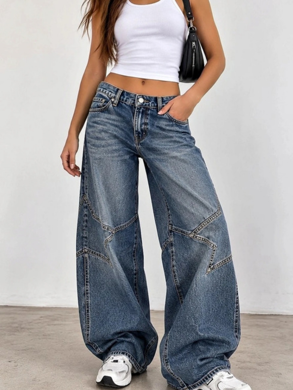 PacSun Casey Low Rise Baggy Jeans Size 31 Y2K Utility Panel Medium Wash